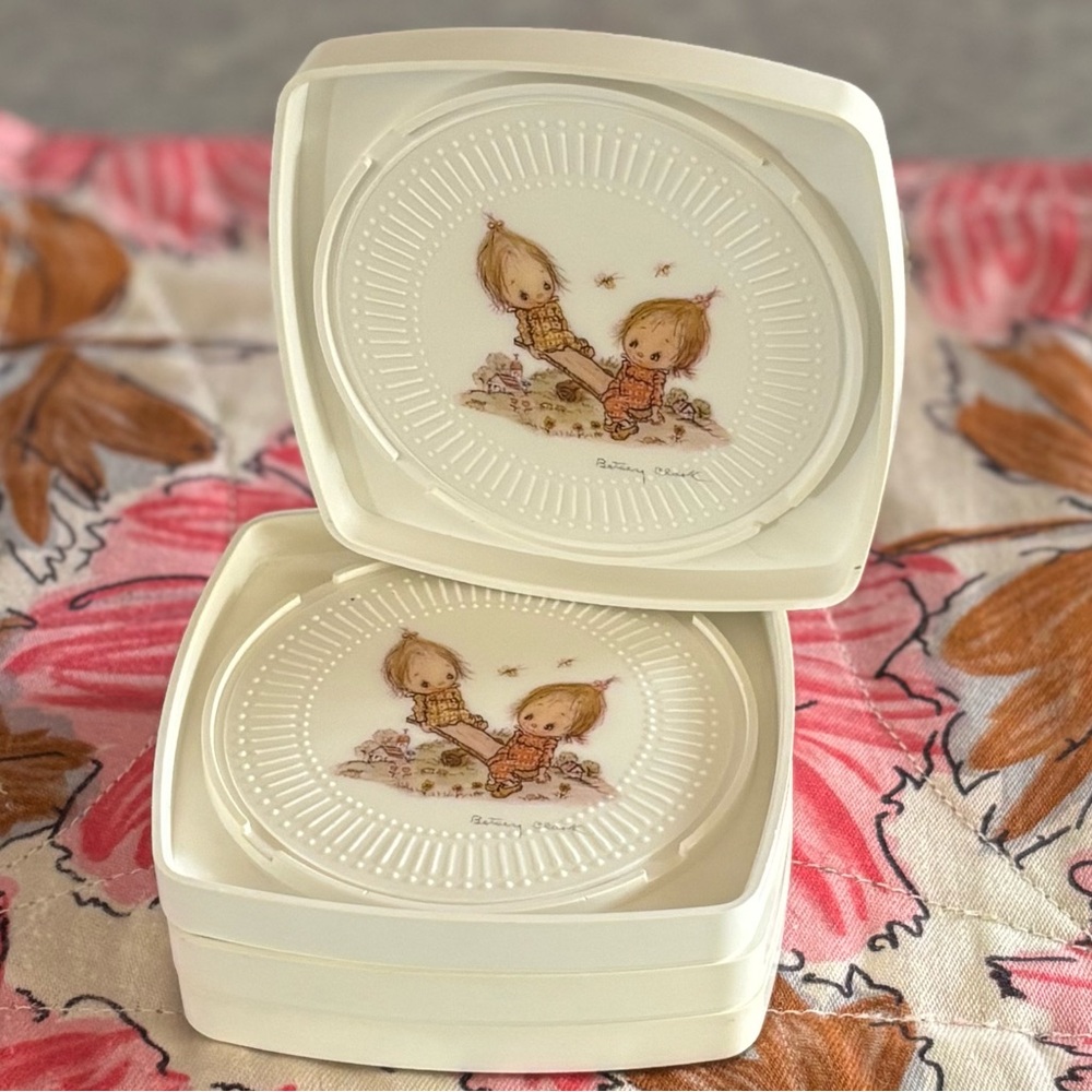 70's Plastic Betsey Clark Coasters - 4 - Plastic Drinks Coasters - Collectible